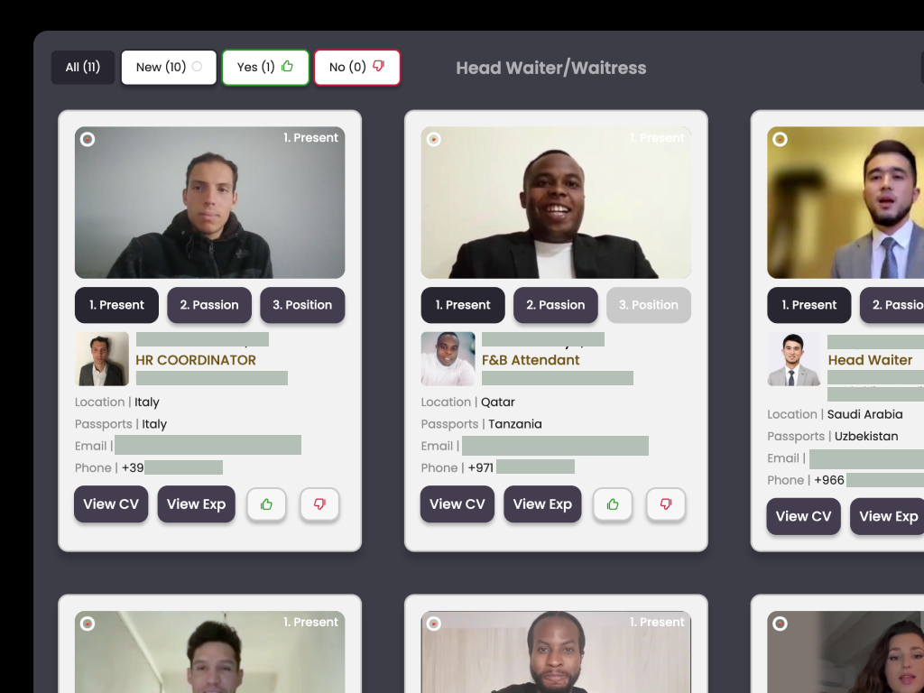 Get pre-screened video applications